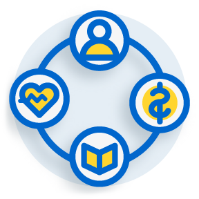 illustration of hand holding dollar sign and heart